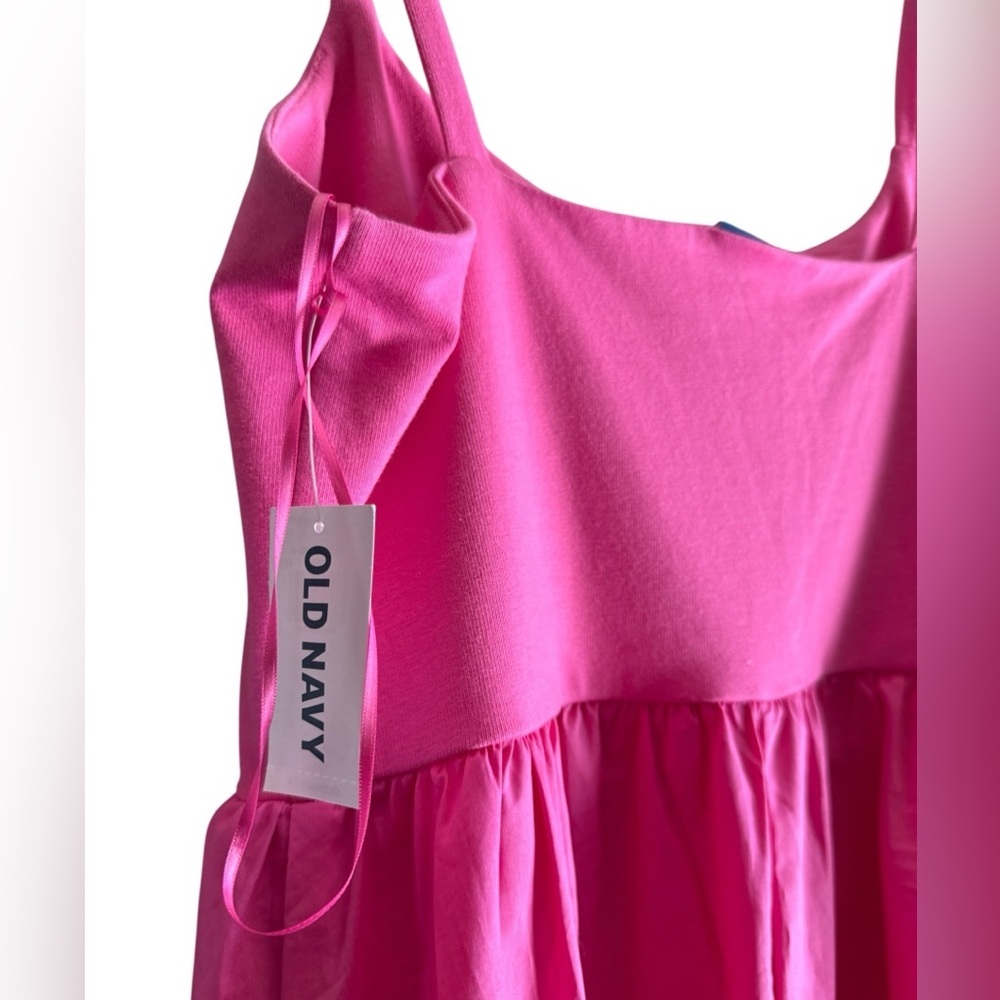 NWTS Old Navy pink cotton midi dress, size L, cute, comfy, summer, beach dress - Picture 4 of 7